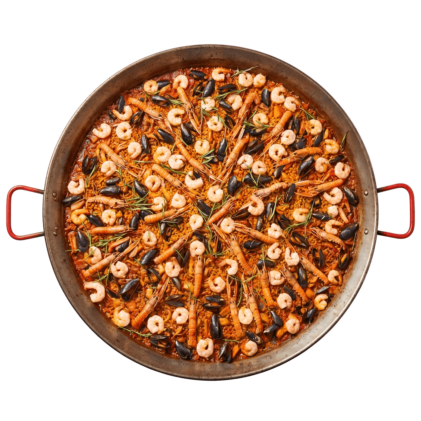 Autentisk valenciansk paella set oppefra